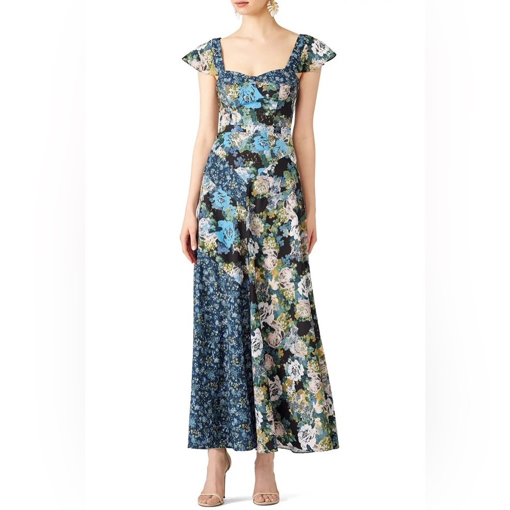Free People La Fleur Blue Floral Dress